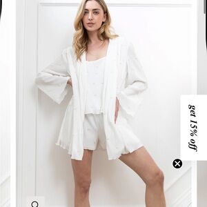 Women's White Embellished Robe plus PJs